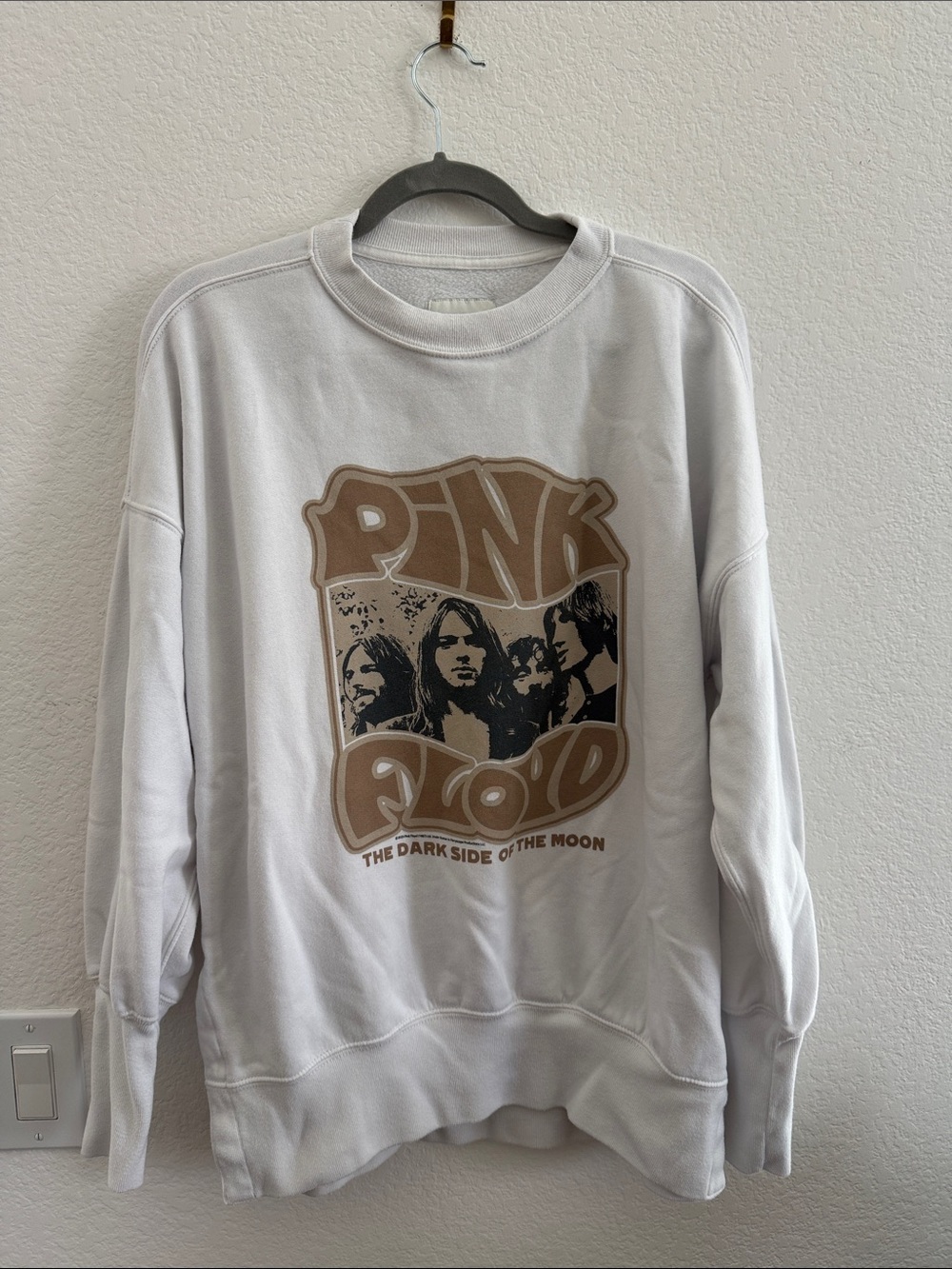 Abercrombie and Fitch Pink Floyd Graphic White Crewneck Sweatshirt